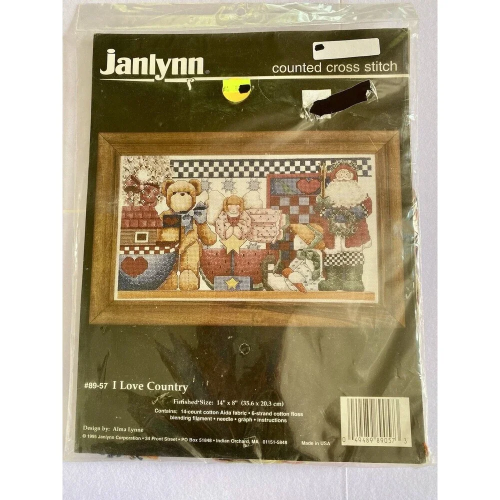 Counted Cross Stitch Sampler Kit I Love Country Santa Angel Bear Ark Wreath 95